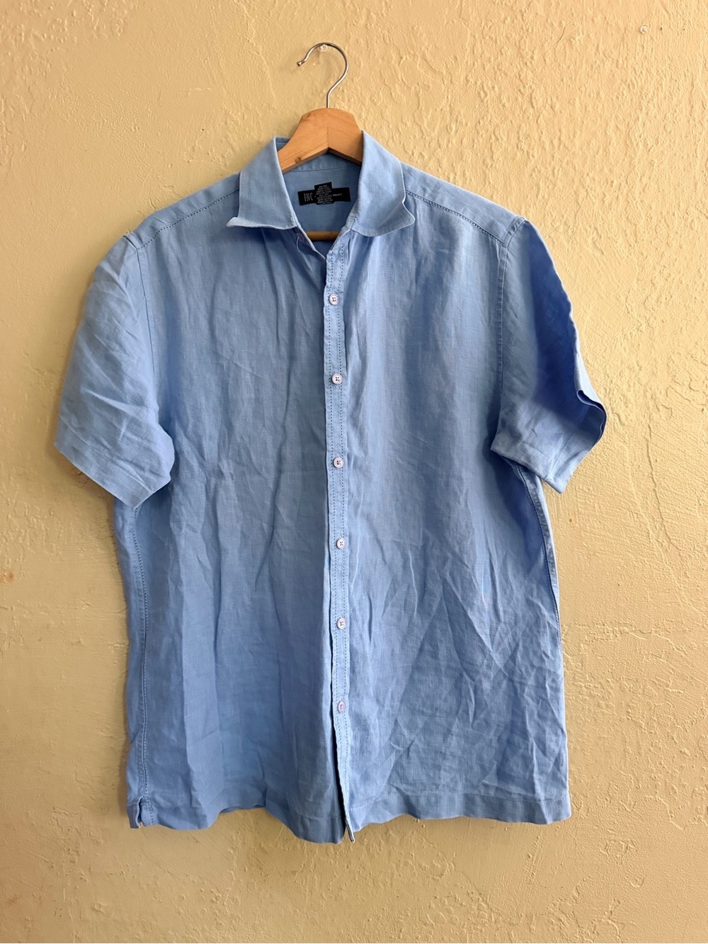INC International Concepts Light Blue Short-Sleeve Button-Up Shirt